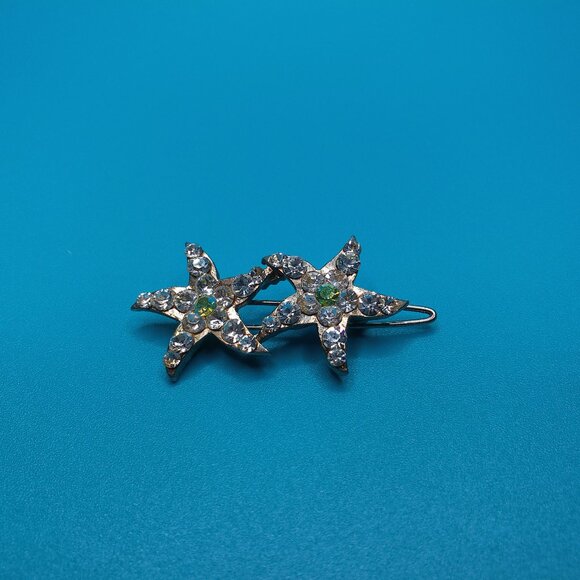 Stars Hair Clip, silver color, white rhinestone, shiny crystals - Picture 6 of 14